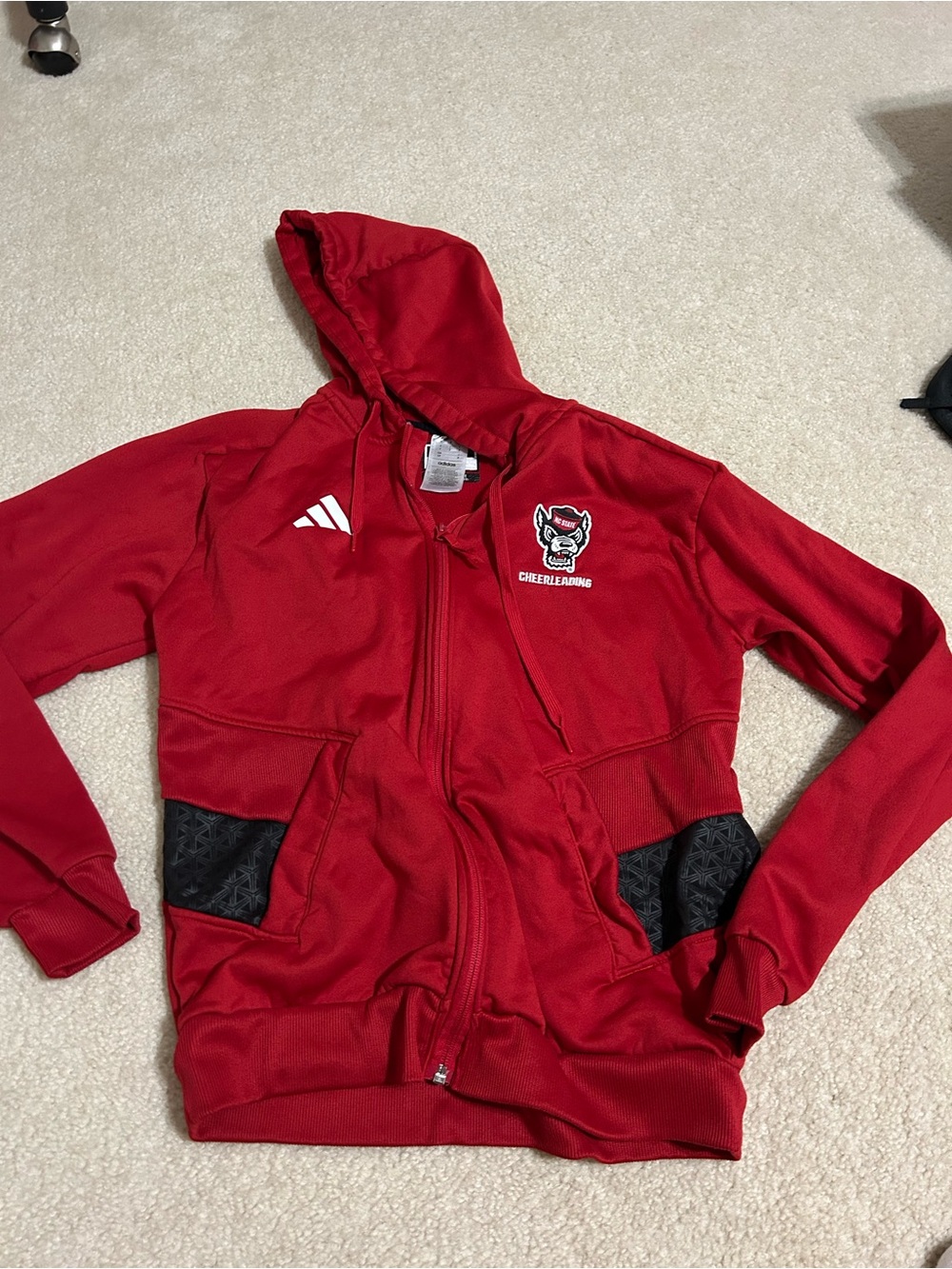 Red Zip-Up Hoodie with Mascot Logo